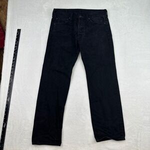 Levi's 501 Black Button Fly Denim Jeans Men's W34 L30 Straight Leg
